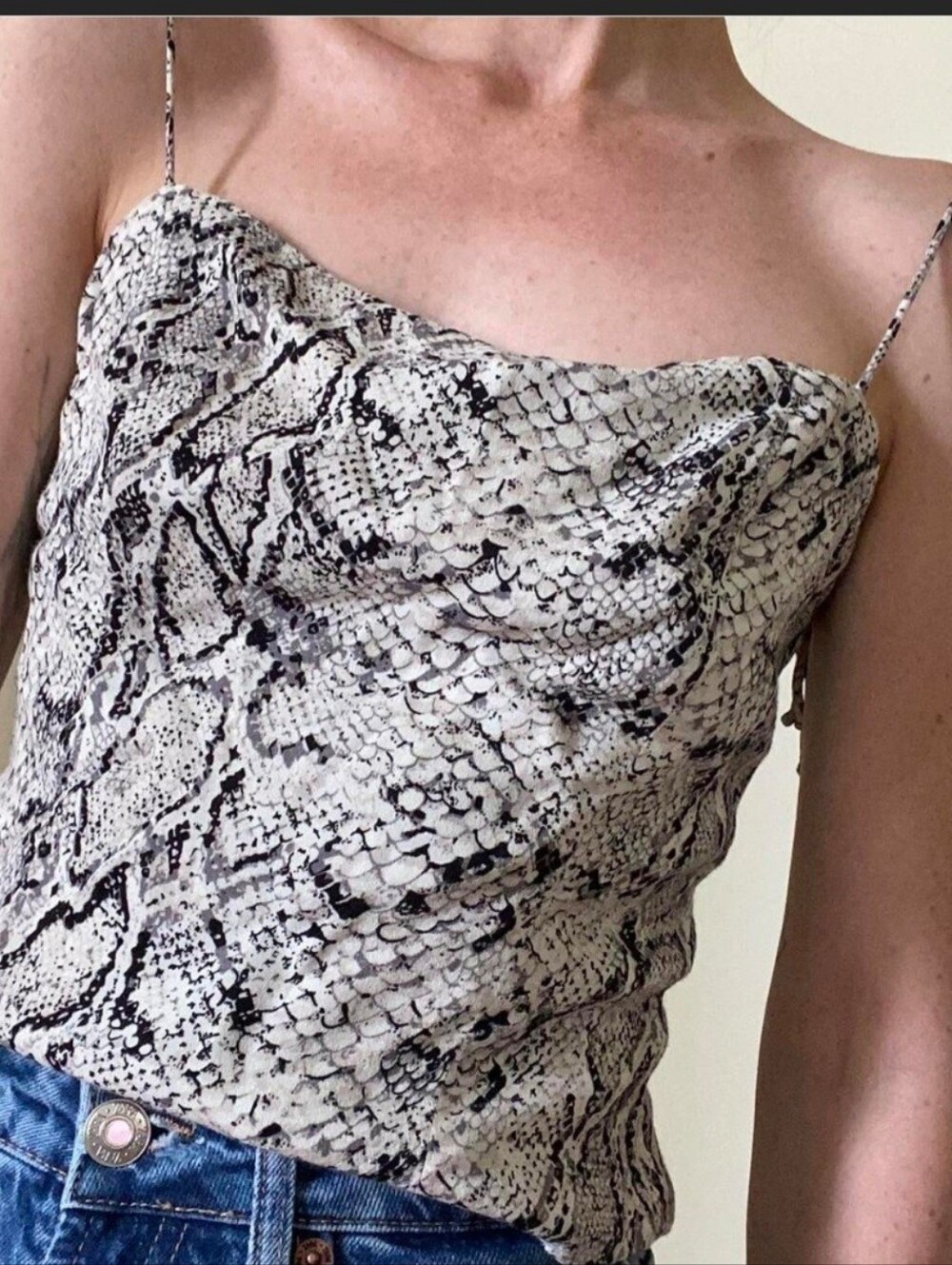 Reformation Meyer Snake Print Tie Strap Tank Top Size 2